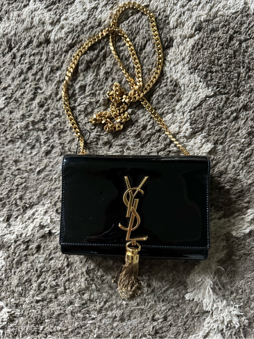 Saint Laurent Black Patent Monogram Bag YSL